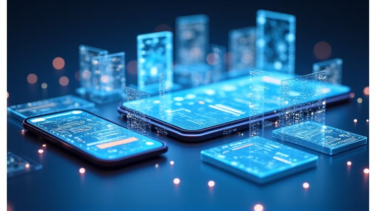 Übersicht über verschiedene digitale Tools und Benutzeroberflächen, die auf Bildschirmen angezeigt werden, symbolisierend Transparenz und Effizienz.